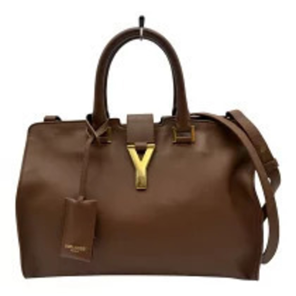 Saint Laurent Cabas Leather Shoulder Bag Brown